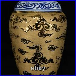 10.2 Old Porcelain ming dynasty xuande mark A pair gilt Blue white dragon Vase