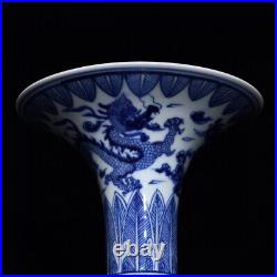 10.4 Antique dynasty Porcelain xuande mark pair Blue white Dragon phoenix vase