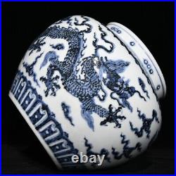 10.4 China manual porcelain Ming Dynasty Xuande Blue white Dragon pattern Pot