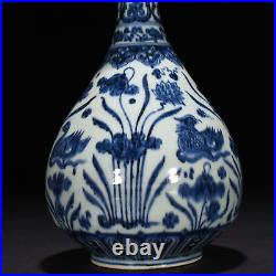 10 Chian Old dynasty Porcelain xuande mark Blue white lotus Mandarin Duck vase