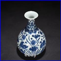 10 Chian Old dynasty Porcelain xuande mark Blue white lotus Mandarin Duck vase
