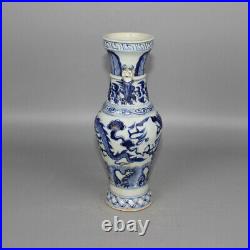 10 Collect Chinese Blue and White Porcelain Cloud Dragon Two Ear Ornament Vase