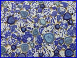 11PCS blue and white porcelain pebble mosaic kitchen backsplash decoration tile