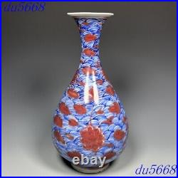 11.2old China Blue&white porcelain flowers design Bottle Pot Vase Jar statue