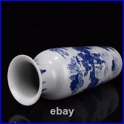 11.4 China Blue&white Porcelain HandPainted Exquisite Figure Vases