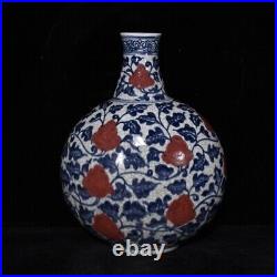 11 China dynasty Porcelain xuande mark Blue white open slice flowers plant vase