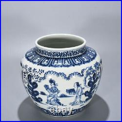 12.2 Antique ming dynasty Porcelain xuande mark Blue white character story pot