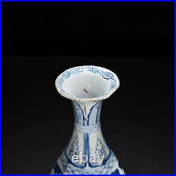 12.6 Antique Porcelain yuan dynasty Blue white peony Eight square yuhuchun Vase