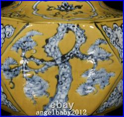 12 China Porcelain ming dynasty hongwu Blue white yellow Pine Plum blossom Vase