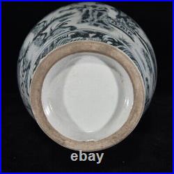12 China Porcelain ming dynasty tianshun mark Blue white people double ear Vase