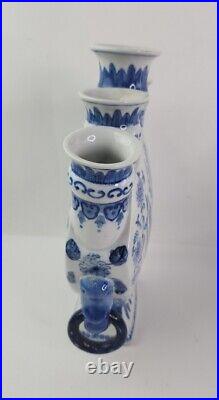 12 Marked Old China Blue White Porcelain Dynasty Palace Dragon 5 Mouth Bottle