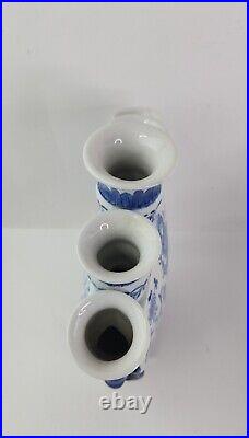 12 Marked Old China Blue White Porcelain Dynasty Palace Dragon 5 Mouth Bottle