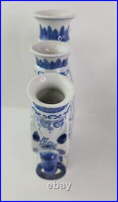 12 Marked Old China Blue White Porcelain Dynasty Palace Dragon 5 Mouth Bottle