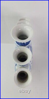 12 Marked Old China Blue White Porcelain Dynasty Palace Dragon 5 Mouth Bottle