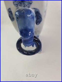 12 Marked Old China Blue White Porcelain Dynasty Palace Dragon 5 Mouth Bottle