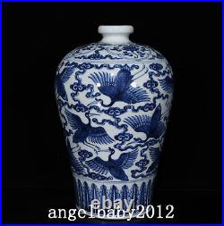 12 Old Antique Porcelain Ming dynasty xuande Blue white crane cloud Pulm Vase