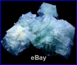130g Transparent Cube Blue & White Porcelain Fluorite Mineral Specimen/China