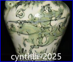 13.3old China Porcelain Song dynasty Blue and White figures Stories Plum Vase