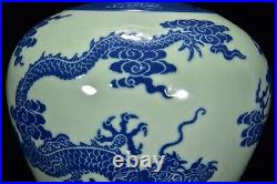 13.4 Old qing dynasty qianlong mark Porcelain Blue white Dragon cloud plum vase
