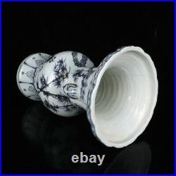 13.5 china Porcelain ming dynasty Blue and white Bamboo plum double ear a pair