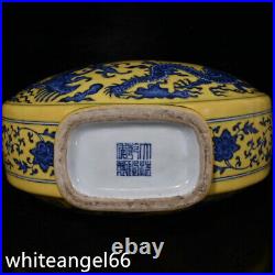 13.8Antique Qing dynasty Porcelain Qianlong mark Blue white Dragon phoenix vase