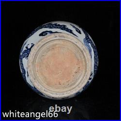 13.8 Ming dynasty Porcelain Xuande mark pair Blue white Dragon double ear vase