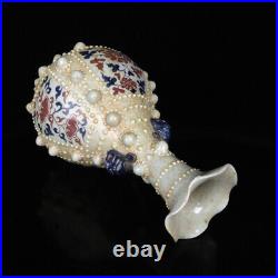 13.9 old china Porcelain yuan dynasty Blue and white interlock branch vase