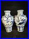 13 Old China yuan dynasty blue white Porcelain pair character Tiger Head vase
