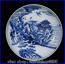 14.6 Kangxi Marked Chinese Blue White Porcelain Eight Immortals God Plate