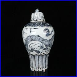 14.9 old Porcelain ming dynasty Blue and white dragon plum vase a pair