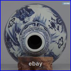 14 China old yuan dynasty Porcelain Blue white character story garlic head vase