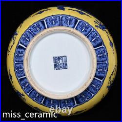 15.2 Antique Qing dynasty Porcelain Qianlong mark Blue white cloud Dragon vase