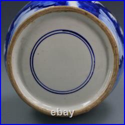 15.6 China Qing Dynasty Porcelain Kangxi mark Blue white Landscape Guanyin vase