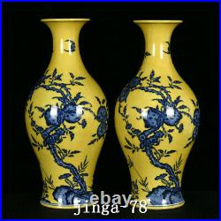 15.7 Qing dynasty qianlong mark A pair Porcelain Blue white peach guanyin Vase