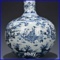 16.5 Chinese Porcelain ming dynasty xuande mark Blue white elderly bamboo Vase