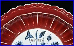 16.7Old ming dynasty blue white Porcelain Laetite red glaze Lotus flower Plate