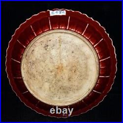 16.7Old ming dynasty blue white Porcelain Laetite red glaze Lotus flower Plate