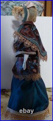 16 Alt Beck G Antique Biedermeier Bald China Head Doll/Bonnet orig wig/dress