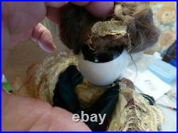 16 Alt Beck G Antique Biedermeier Bald China Head Doll/Bonnet orig wig/dress