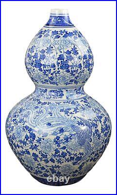 16 Classic Blue and White Porcelain Gourd-Shaped Vase, China Ming Style, Goo