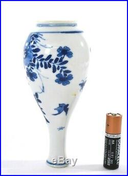 17C Chinese Kangxi Blue & White Porcelain Plum Blossom Bird Bottle Vase