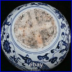 17.2 Da Ming Xuande Marked Old China Blue White Porcelain Dragon Bottle Vase