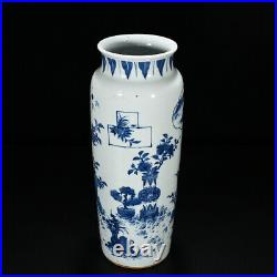 17.3 Chinese Old antique Porcelain dynasty blue white flower vase