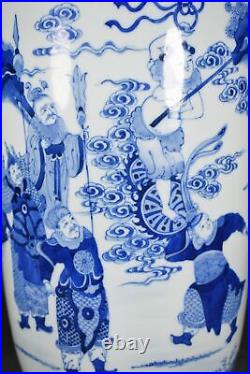 17.7 Antique Porcelain qing dynasty kangxi mark Blue white Will War cloud Vases