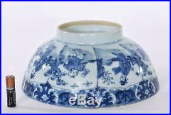 17th Century Chinese Blue & White Porcelain Bowl Lady & Boy Figurine Figure
