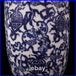 18.3 china Porcelain qing dynasty kangxi mark Blue and white beast ear vase