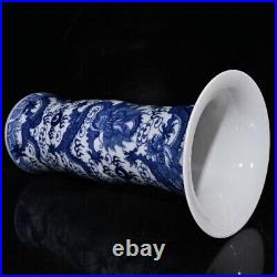 18.8 China old dynasty Porcelain xuande mark pair Blue white cloud Dragon vases
