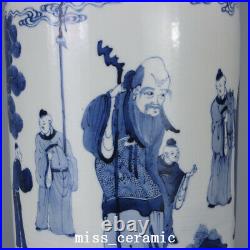 18.9 Old Porcelain Qing dynasty kangxi mark Blue white elderly Pine cloud Vase