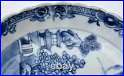 18th Century Chinese Export Blue & White Porcelain Dish Plate Pagoda Scene