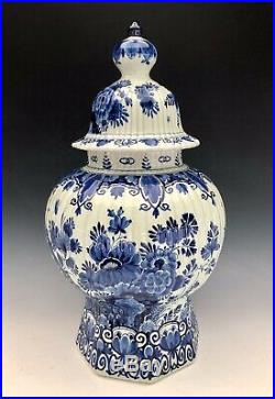 1928 Antique Dutch Delft Blue & White Urn Vase De Porcelyne Fles